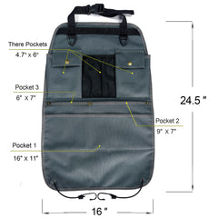 BEATUNEE back seat organizer highlighting a 16x11 pocket for larger items for quick access.
