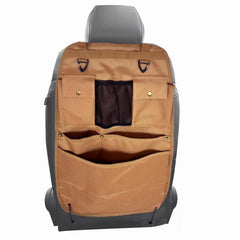 BEATUNEE car seat back organizer in brown front view keeps essentials within reach