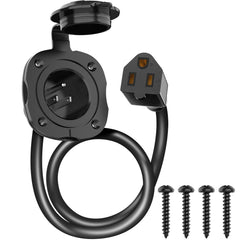 BEBOBLY 15 Amp AC port plug close-up showing rugged outdoor-ready body for RVs