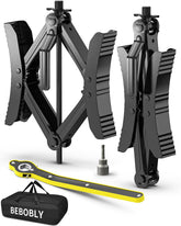 BEBOBLY camper wheel chock stabilizer side view shows robust X shape for stability