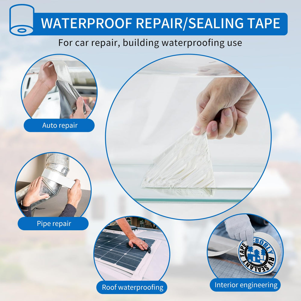 BEBOBLY RV Roof Tape on roof edge highlights UV resistance in sunlight