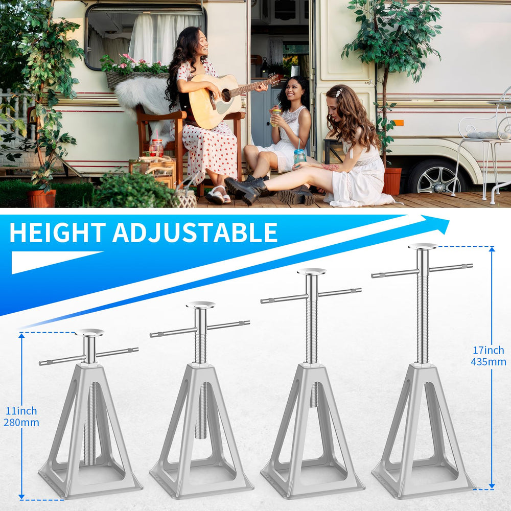 BEBOBLY RV Stack Jacks pack of four simplifies setup and portability for travel.