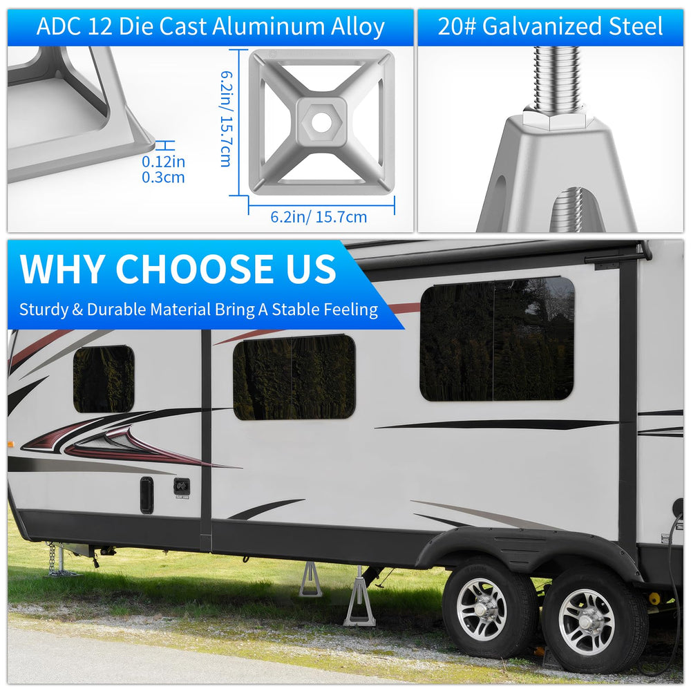 BEBOBLY RV Stack Jacks stabilizer jack supports up to 6000 lbs per unit for sturdy RV footing.