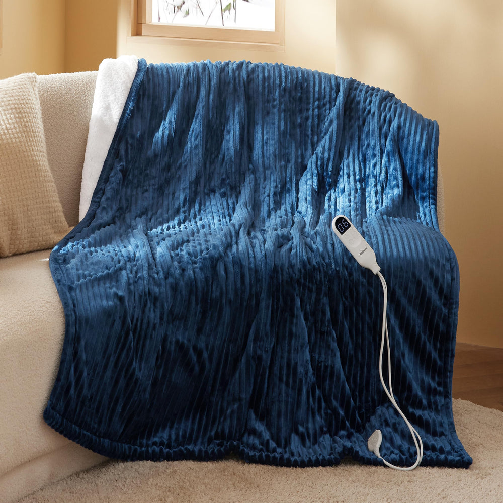 Bedsure GentleSoft heated blanket top view shows plush softness and cozy warmth.