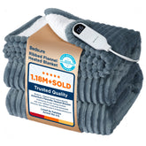 Bedsure GentleSoft heated blanket throw grey front view for cozy warmth on chilly evenings