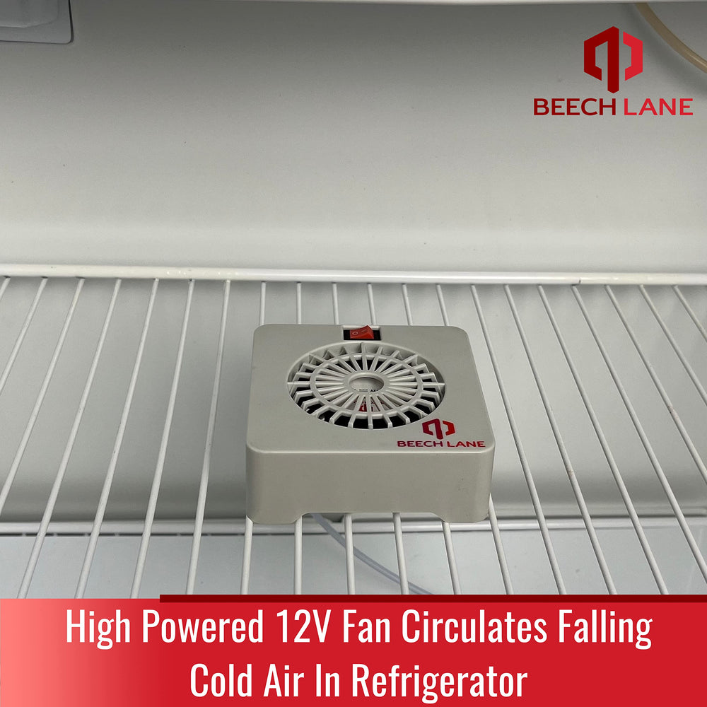 Beech Lane 12V RV fridge fan compact design fits tight RV spaces.