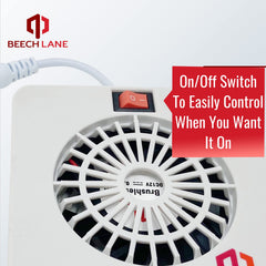 Beech Lane 12V RV fridge fan battery-free operation benefit.