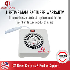 Beech Lane 12V RV fridge fan in-cabin use preserves fresh cooling.