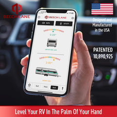 Beech Lane app interface showing real time level readings for precise adjustments.