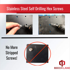 Beech Lane installation guide image showing included screws and brackets