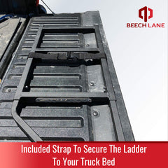 Beech Lane tailgate ladder resting securely in the truck bed