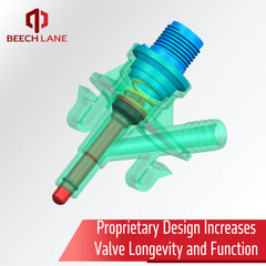 Beech Lane valve seal closeup shows secure rotary sealing for a tight fit.