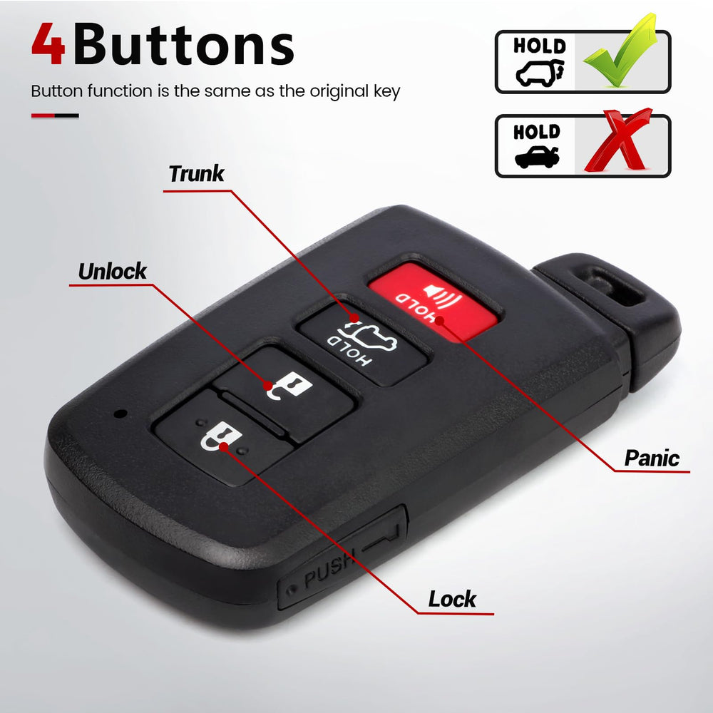 Beefunny Highlander key fob buttons close-up demonstrates four-button control.