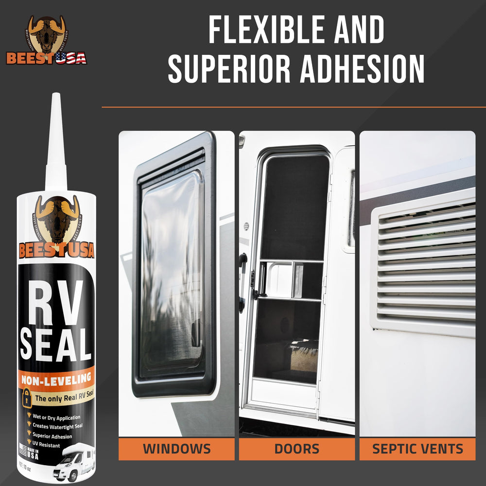 BEEST RV lap sealant on vertical wall demonstrates easy application