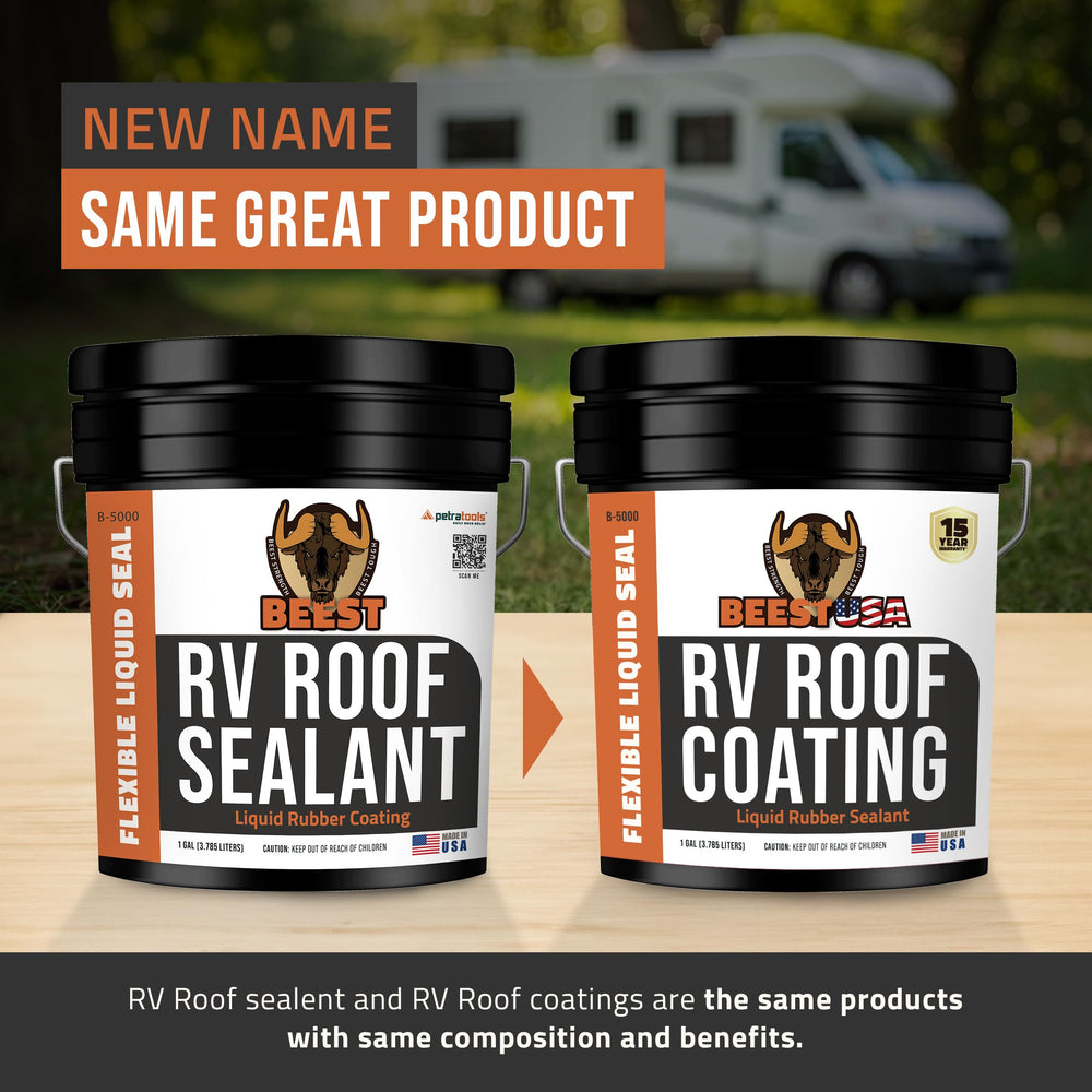 BEEST RV Roof Coating White brush roller demonstrates versatile coating method.