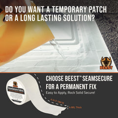 Close-up of BEEST SeamSecure's dense polyester weave, demonstrating strength and durability.