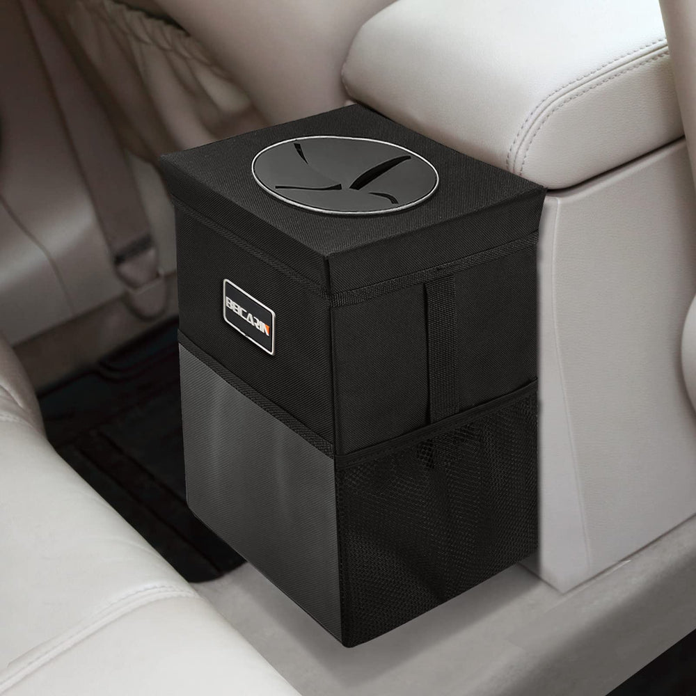 Beicarin car trash can with lid keeps cabin tidy and organized.