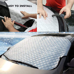Beicarin windshield cover with secure fit and anti-theft style flaps