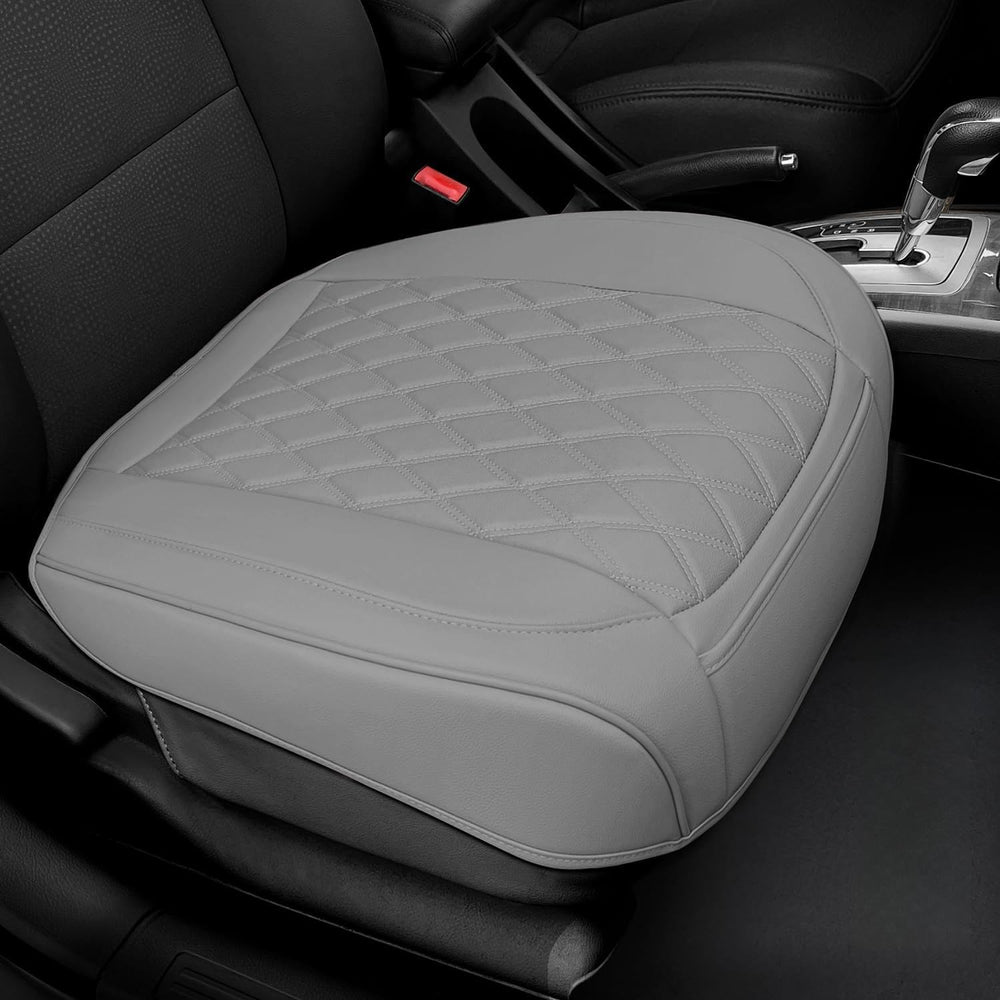 BEITK leather front seat cover anti-slip bottom provides durable protection in gray