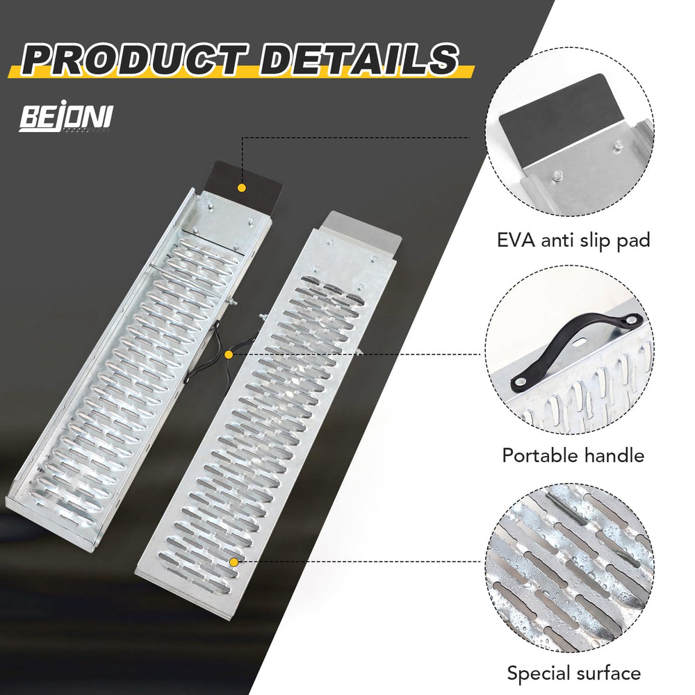 BEJONI ramps for ATVs and dirt bikes loading outdoors with stable traction.
