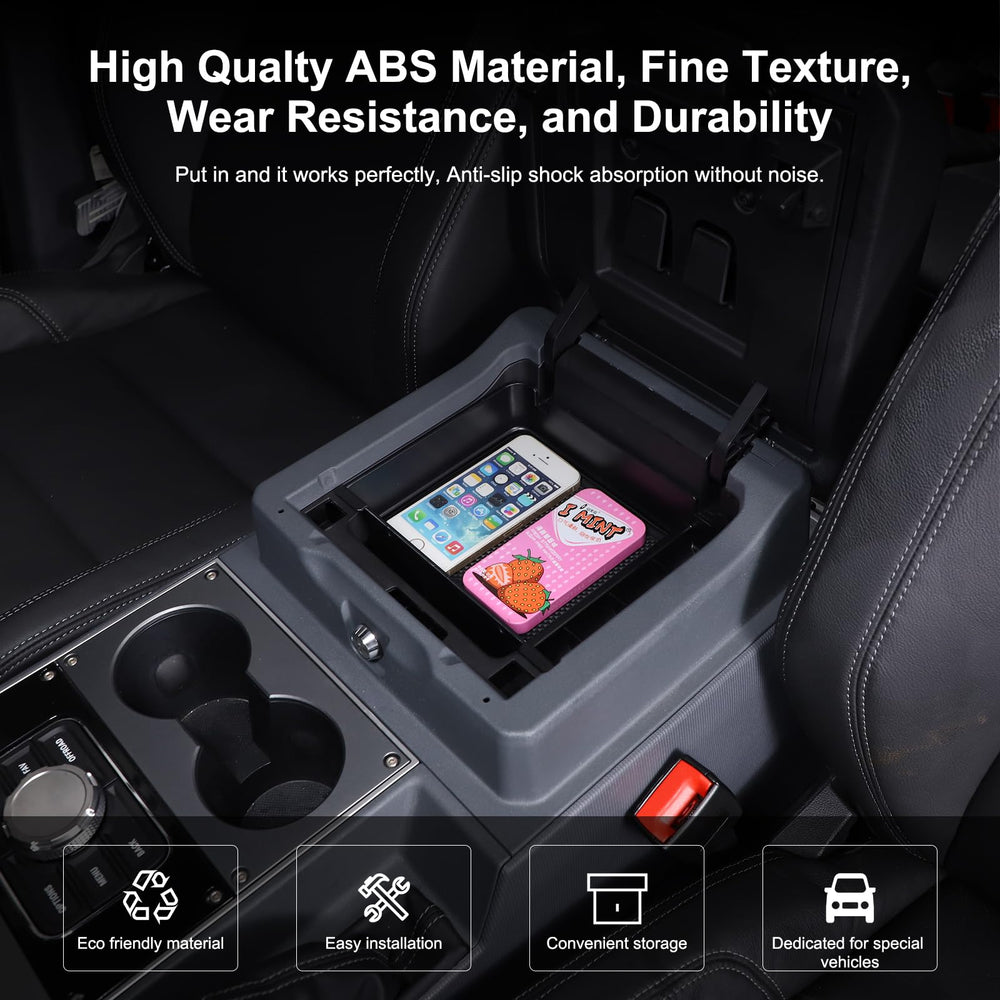 Bekantogy Grenadier armrest tray anti-slip mat keeps items secure while driving.
