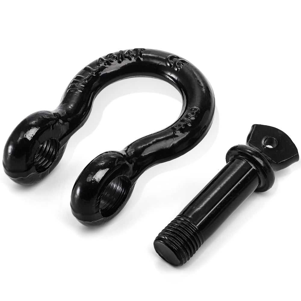 Bekith heavy-duty shackle with black coating resists rust during off-road recovery.