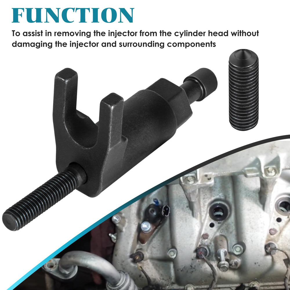 Belifly 3418 tool, Ford 6.7L Powerstroke fit, shown during use.
