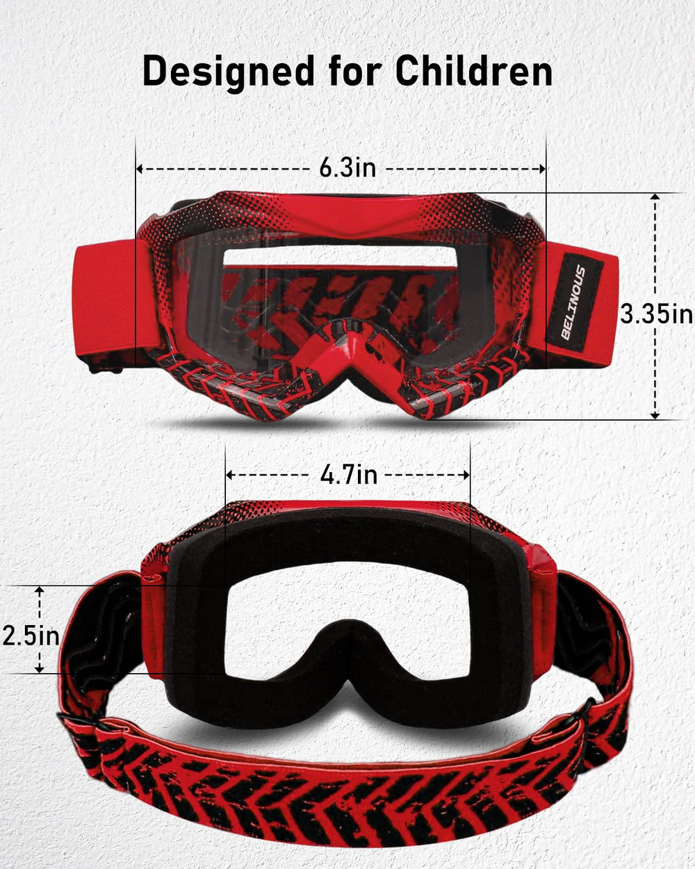 BELINOUS kid riding goggles dust and windproof for clear sight