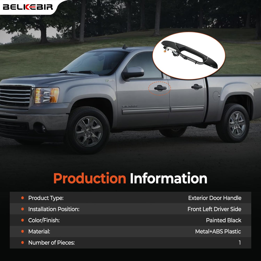 Side profile of BELKEBIR black front-left door handle on Tahoe and Escalade.