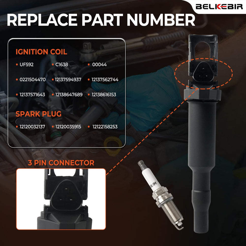 BELKEBIR iridium spark plugs close-up with durable electrode design.