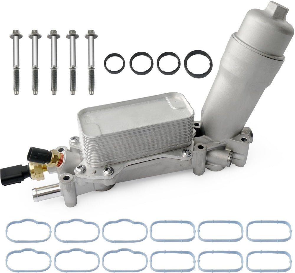 BELKEBIR oil filter housing kit highlighting durable aluminum construction for lasting engine protection.