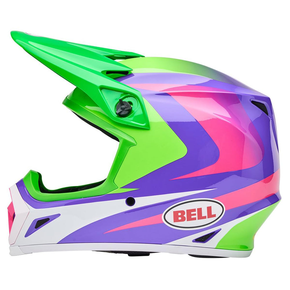 Bell MX-9 MIPS adjustable visor to shade and vent airflow on trails.