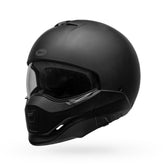 Bell Powersports Broozer front view in matte black shows a compact helmet profile.