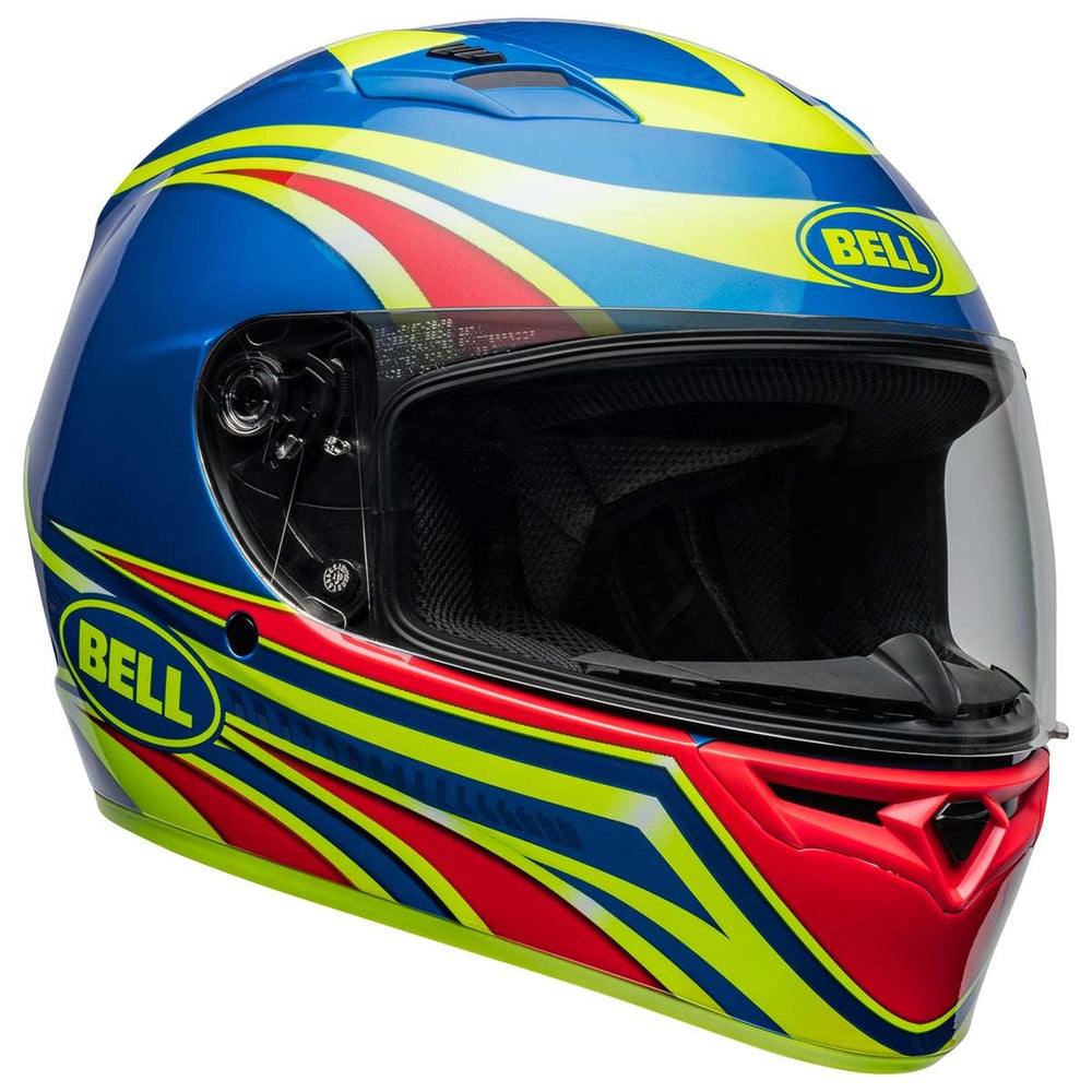 Bell Qualifier Conduit Gloss Retina Blue front view highlighting high visibility and sporty style