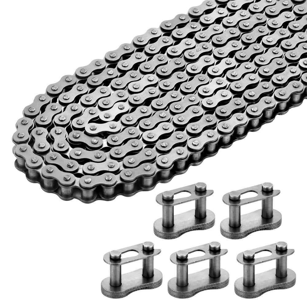 Belleone 40-roller chain showing five master links for quick repairs