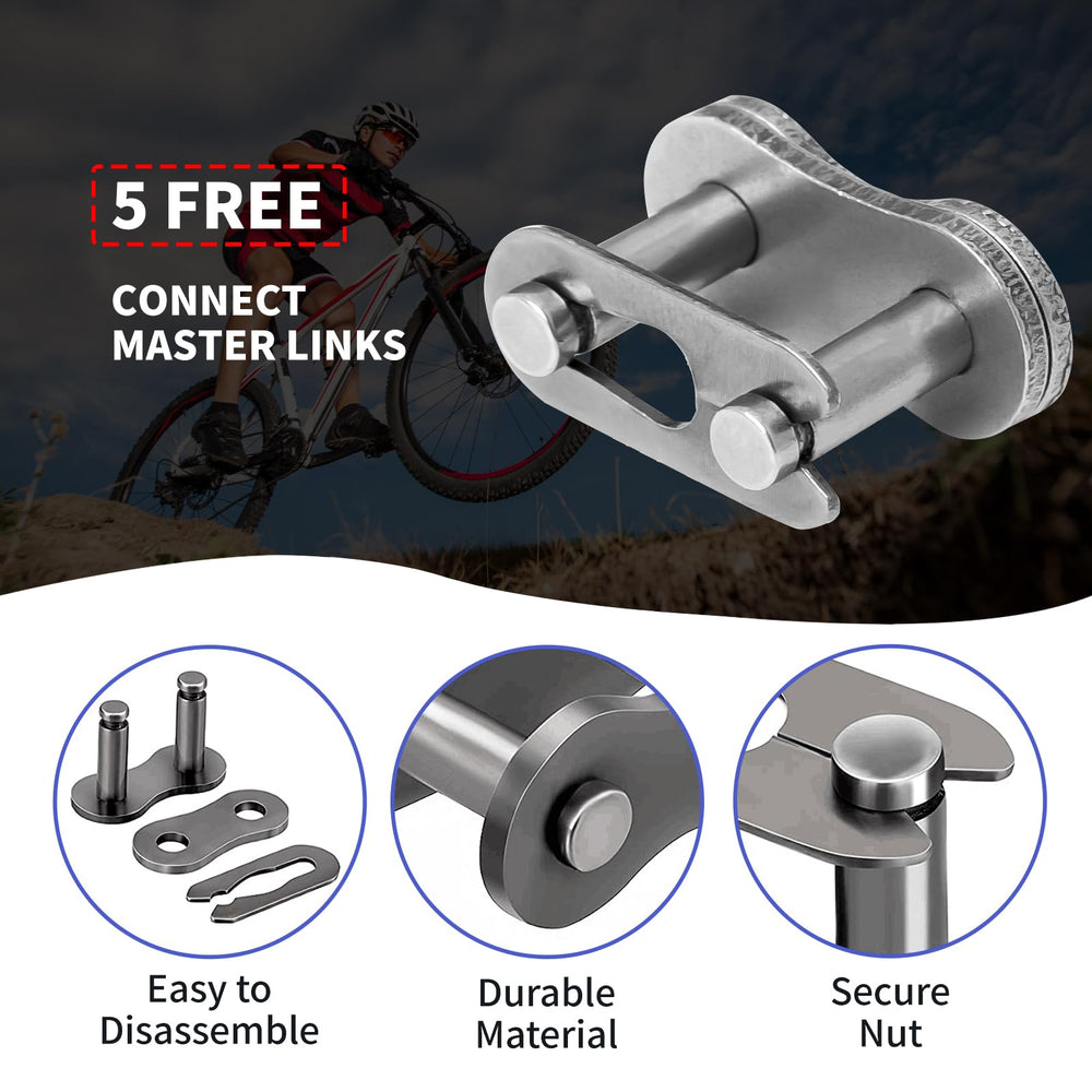 Belleone 5 master links close-up demonstrates reliable linking for custom chain length adjustments