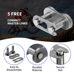 Belleone 5 master links close-up demonstrates reliable linking for custom chain length adjustments