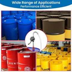 Bellima drum pump 5-55 gallon use case shows efficient transfer from drums.