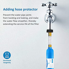 BELVITA inline filter installs on standard hoses for safe drinking water on the go.
