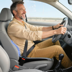 Benazcap car seat cushion versatility shows five-use scenarios for travel and office.