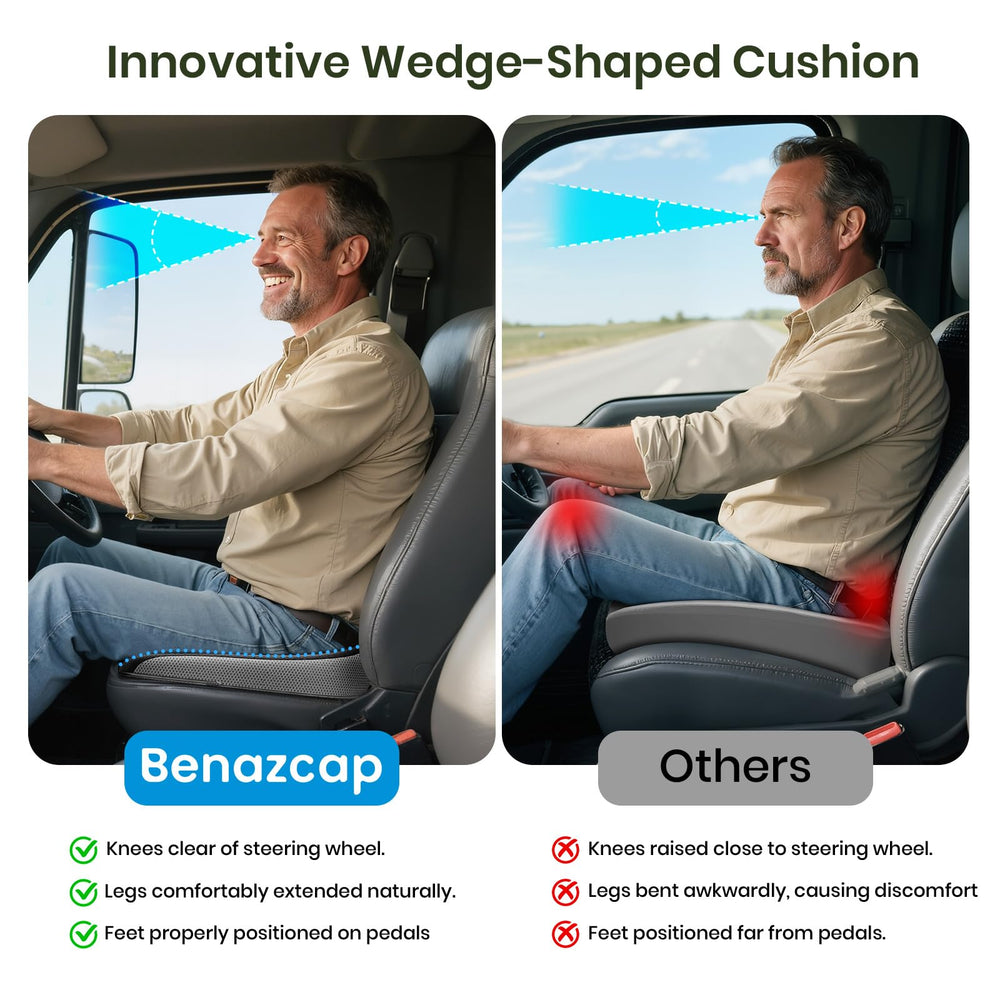 Benazcap cushion height boost of 4.3 inches improves visibility and posture.