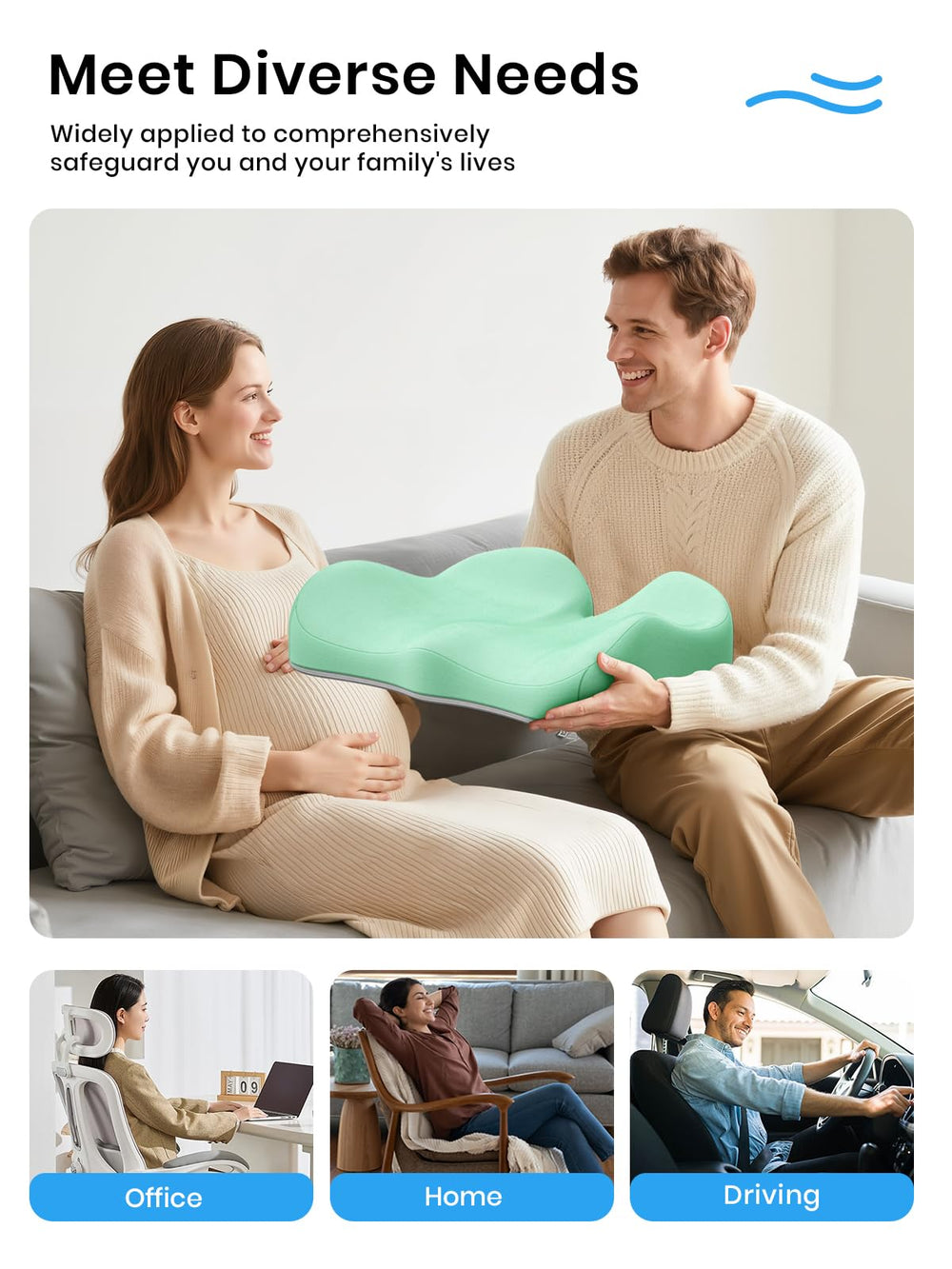 Benazcap cushion helps maintain alignment on road trips and daily commutes.