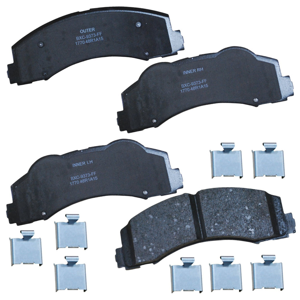 Bendix Premium Ceramic brake pads for Expedition and F-150; close-up of the friction surface.