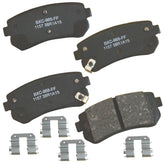 Bendix Premium SBC1157 rear brake pad set, side view, for smooth braking.