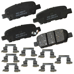 Bendix Premium SBC1415 rear brake pads close-up showing ceramic surface for smooth braking.