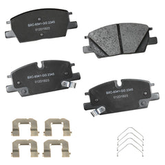 Bendix Premium SBC2345 front brake pad closeup with ceramic surface for smooth braking.