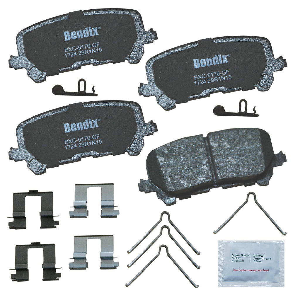 Bendix Priority1 ceramic rear brake pads for Acura MDX close-up shows durable friction for consistent braking