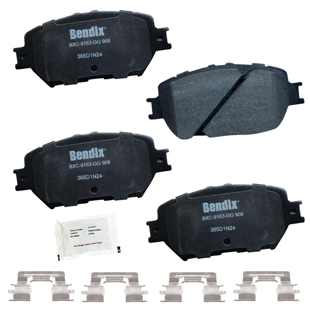 Bendix Priority1 ceramic front brake pads with OE replacement design for precise fit.