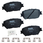 Bendix Priority1 ceramic front brake pads with OE replacement design for precise fit.