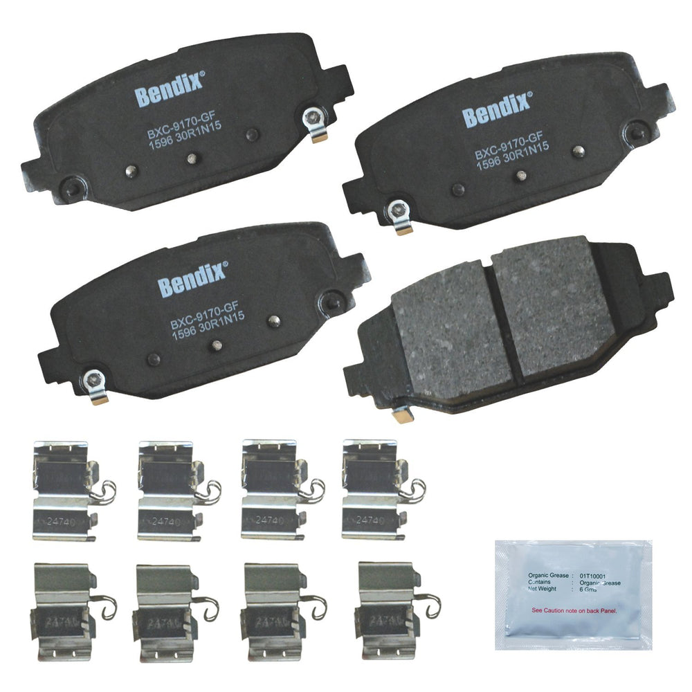 Bendix Priority1 ceramic rear brake pads for reliable stopping performance.